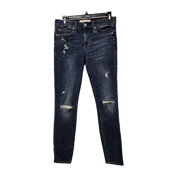 Gap 1969 True Skinny Jeans Womens 28R (30x27.5) Blue Mid-Rise Distressed Stretch - Picture 1 of 9